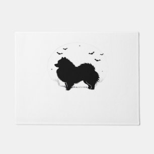 Paillasson Chien de Poméranie - Halloween Lune Silhouette Cla