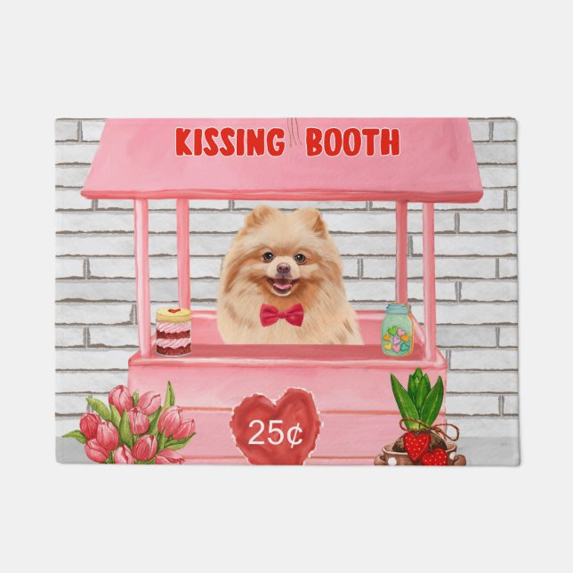 Paillasson Chien de Poméranie Valentine's Day Kissing Booth (Devant)