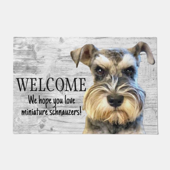 Paillasson Chien de Schnauzer Miniature Bienvenue Chien Chiot (Devant)