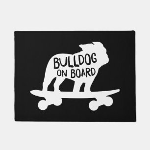 Paillasson Chien de Skateboard Silhouette Bulldog à bord