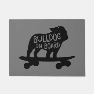 Paillasson Chien de Skateboard Silhouette Bulldog à bord