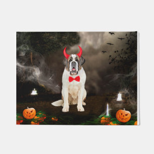 Paillasson Chien de St Bernard dans le costume de Halloween