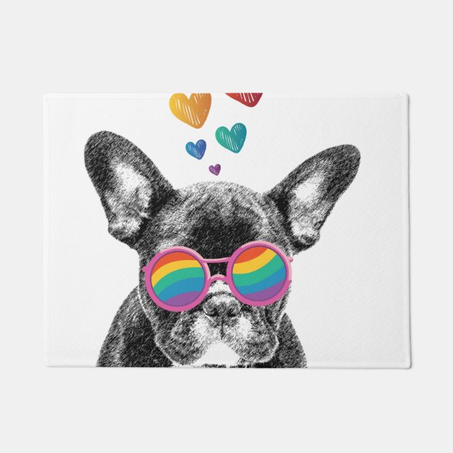 Paillasson Chien de taureau avec Coeurs Saint-Valentin (Devant)