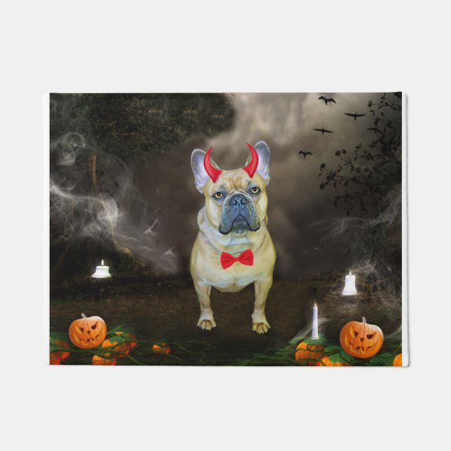 Paillasson Chien de taureau français en costume d'Halloween (Devant)