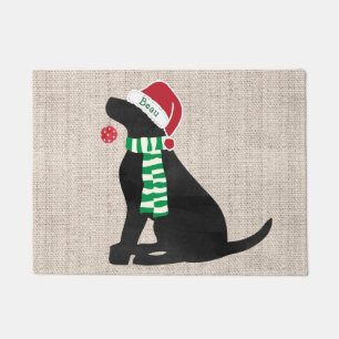 Paillasson Chien de vacances de Noël Black Lab personnalisé
