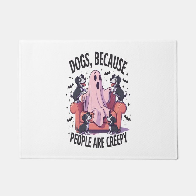 Paillasson Chien d'Halloween éffrayant Fantôme Éffrayant (2) (Devant)