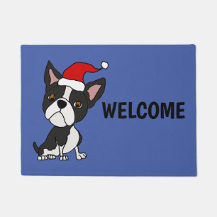 Paillasson Chien drôle de Boston Terrier dans Noël de