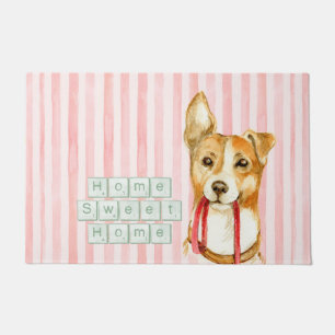 Paillasson Chien Et Bandes Roses