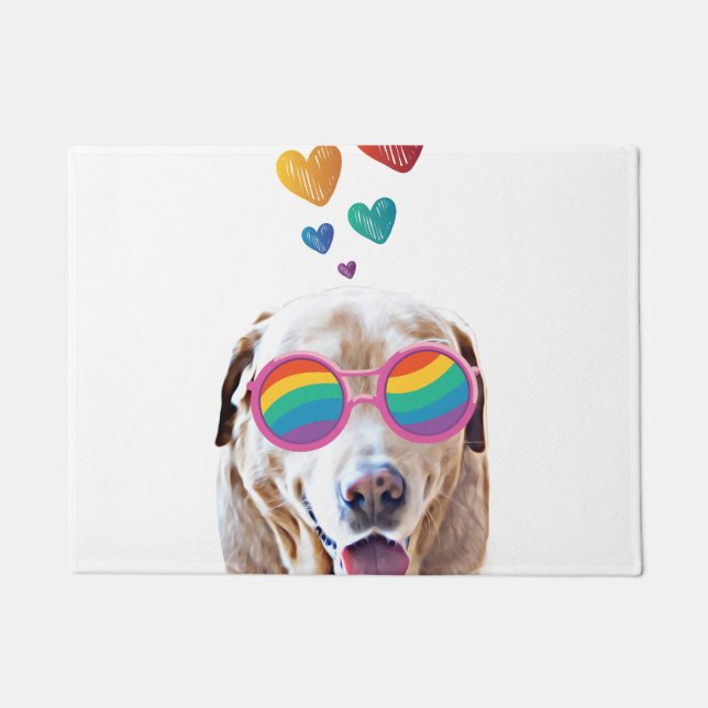 Paillasson Chien Labrador avec coeurs Saint-Valentin (Devant)
