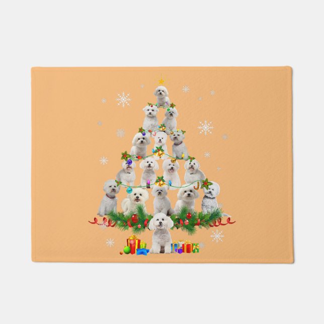 Paillasson chien maltais noël lumières père Noël xmas chien (Devant)