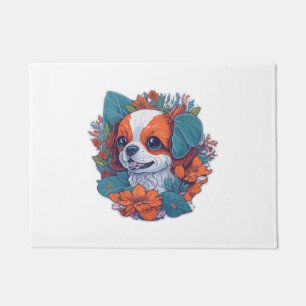 Paillasson Chien mignon en Fleurs Fleurs Chien Chien Chien Ch