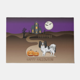 Paillasson Chien Papillon Tricolore Et Maison Hantée Hallowee