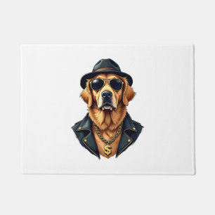 Paillasson Chien Retriever Doré Vintage Cool en Lunettes de S