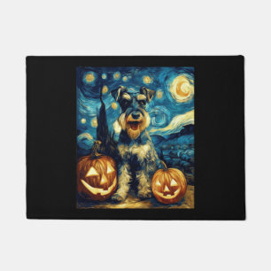 Paillasson Chien schnauzer miniature mignon Halloween Jack O