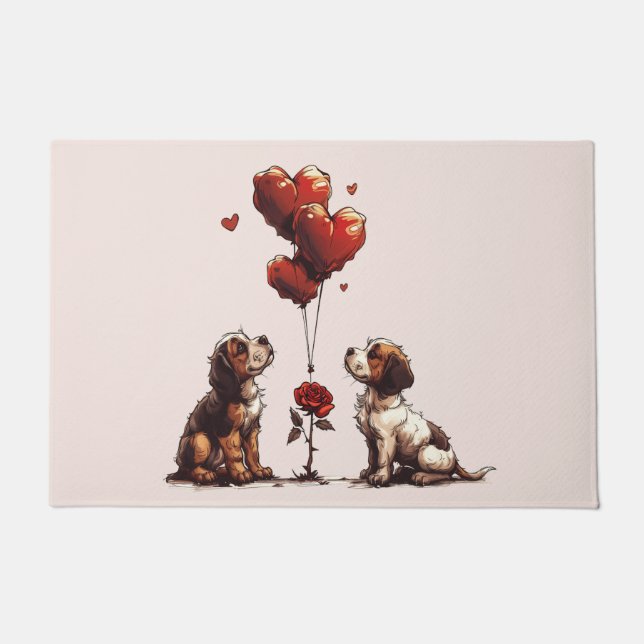 Paillasson Chiens Beagle de la Saint-Valentin (Devant)