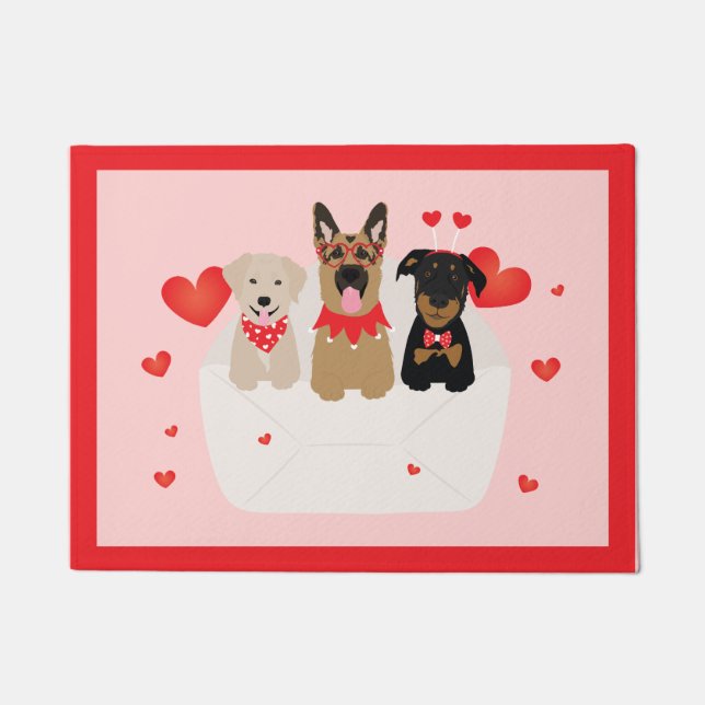 Paillasson Chiens Dans L'Amour Enveloppe (Devant)