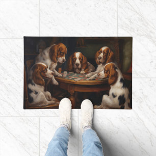 Paillasson Chiens de Bretagne jouant au poker Art