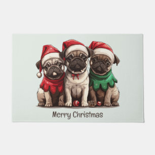 Paillasson Chiens de Carlin de Noël