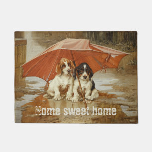 Paillasson Chiens de chien de chien sous parapluie CC0925 Tro