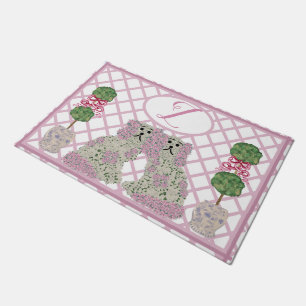 Paillasson Chiens de Staffordshire rose Roses de Topiacés