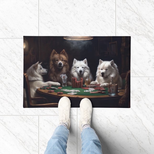 Paillasson Chiens Esquimaux Américains Jouant Poker Art (Intérieur)