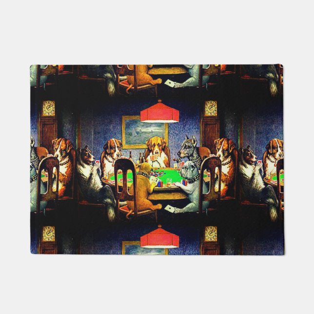 Paillasson Chiens jouant au poker un ami dans le besoin (Devant)