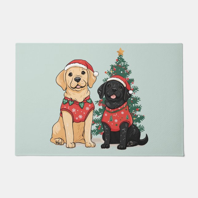 Paillasson Chiens Labrador Retriever de Noël (Devant)