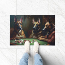 Chiens Malinois Belges Jouant au Poker Art