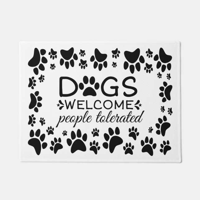Paillasson Chiens Sarcastiques accueillent les gens tolérés (Devant)