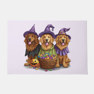 Paillasson Chiens sorciers de Halloween Golden Retriever