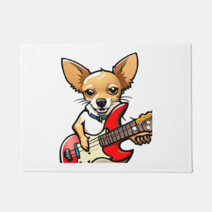 Paillasson Chihuahua chien jouant de la guitare électrique. V