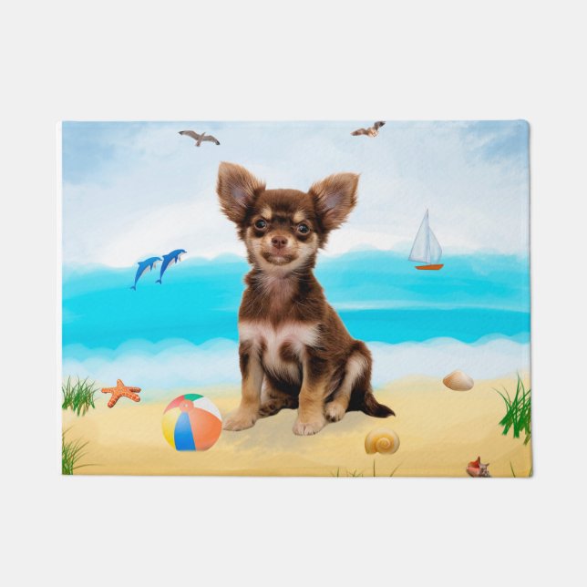 Paillasson Chihuahua Dog sur la plage (Devant)