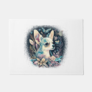 Paillasson Chihuahua mignon chien de belles fleurs fille
