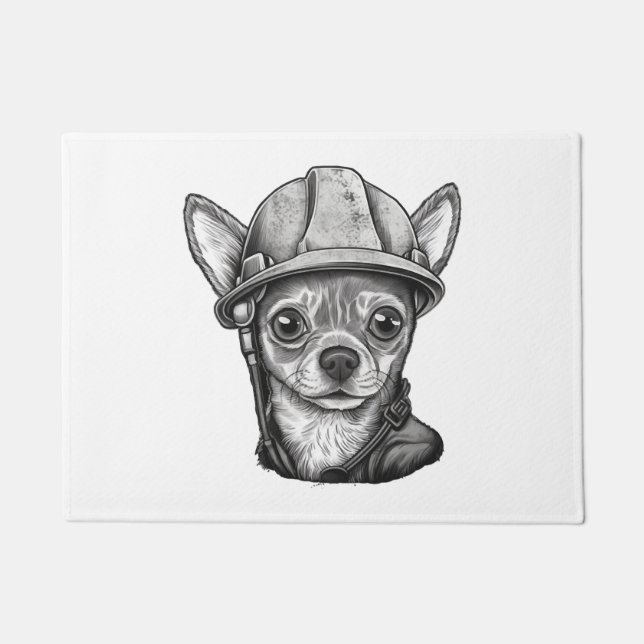 Paillasson Chihuahua Ouvrier de construction (Devant)