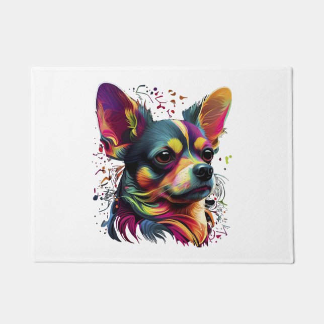 Paillasson Chihuahua peinture Abstraite couleur mignonne chie (Devant)