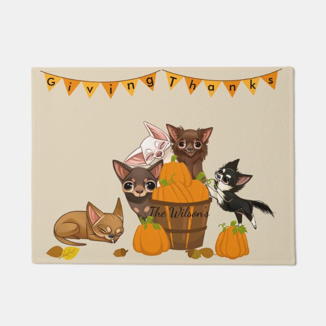 Paillasson Chihuahua Thanksgiving Doormat (Devant)