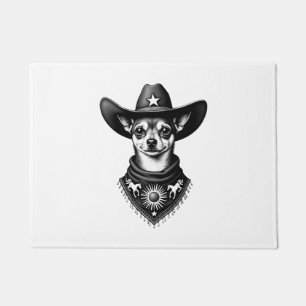 Paillasson Chihuahua vintage style cowboy western gravure D