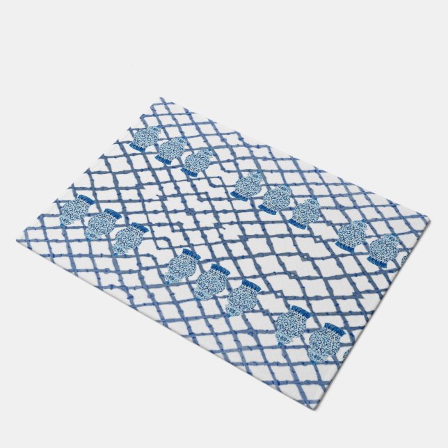 Paillasson Chinoiserie Bamboo Ginger Jar Doormat Mat Rug (Incliné)