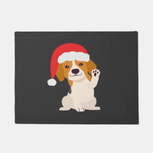 Paillasson Chiot Beagle avec le chapeau du Père Noël pour les