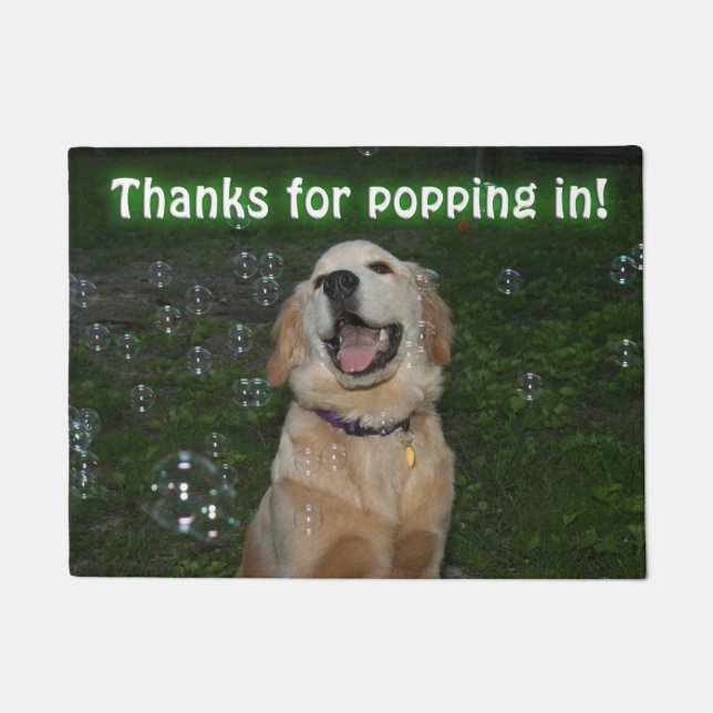 Paillasson Chiot de golden retriever dans les bulles sautant (Devant)