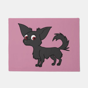 Paillasson Chiwawa noir avec de longs cheveux