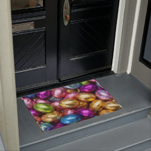 Paillasson chocolat aux feuilles colorées OEufs de Pâques
