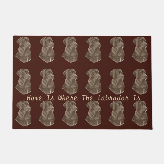 Paillasson chocolat brun Labrador retreive chien portrait art (Devant)