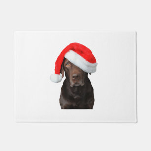 Paillasson Chocolat Lab Photo Santa Hat Mignonne Chien Noël