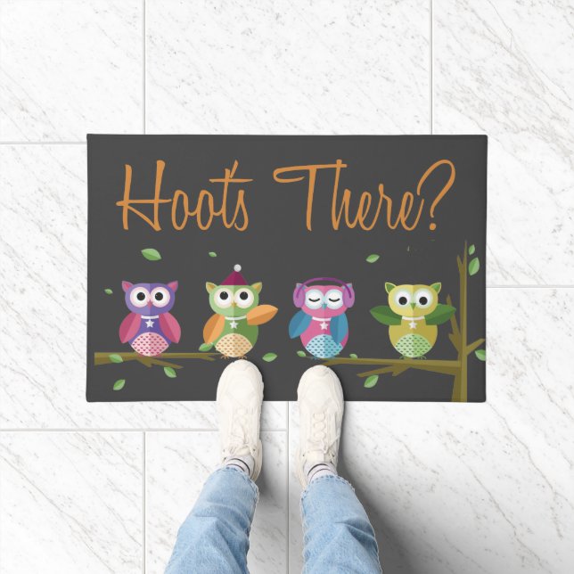Paillasson Chouettes mignonnes Hoot's There Fall Fun Welcome (Intérieur)