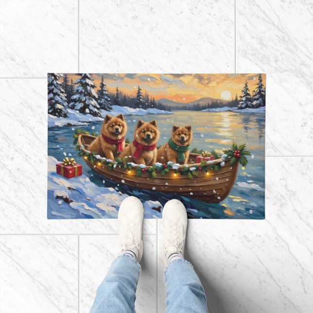 Paillasson Chow Chow Christmas Boat Holiday (Intérieur)
