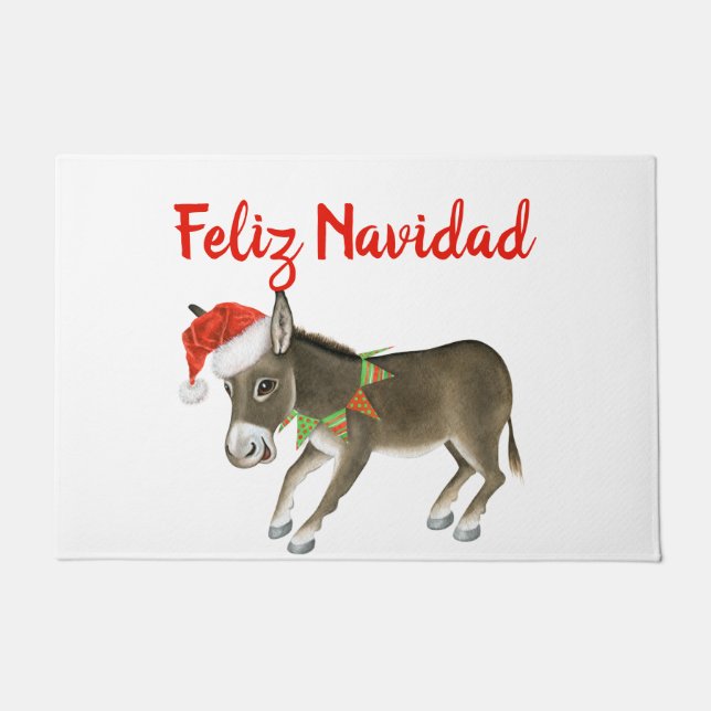 Paillasson Christmas Burro Feliz Navidad Personnalisable (Devant)