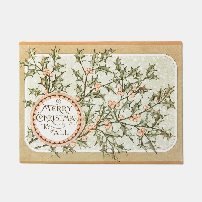 Paillasson Christmas Holly Jolie Antique Salutation (Devant)
