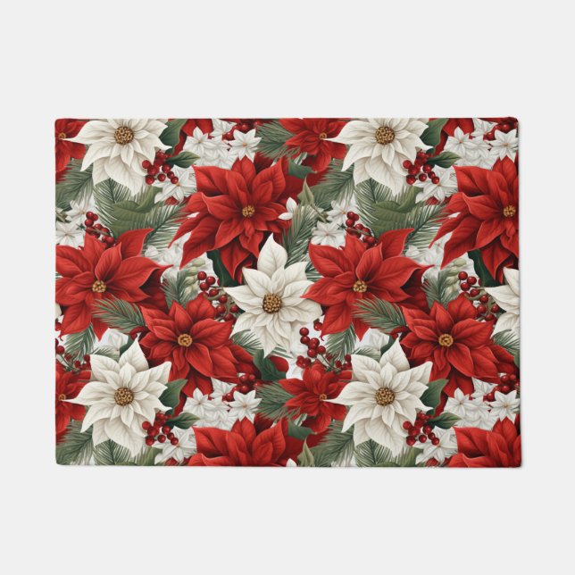Paillasson Christmas Poinsettia – Holiday Floral Design (Devant)