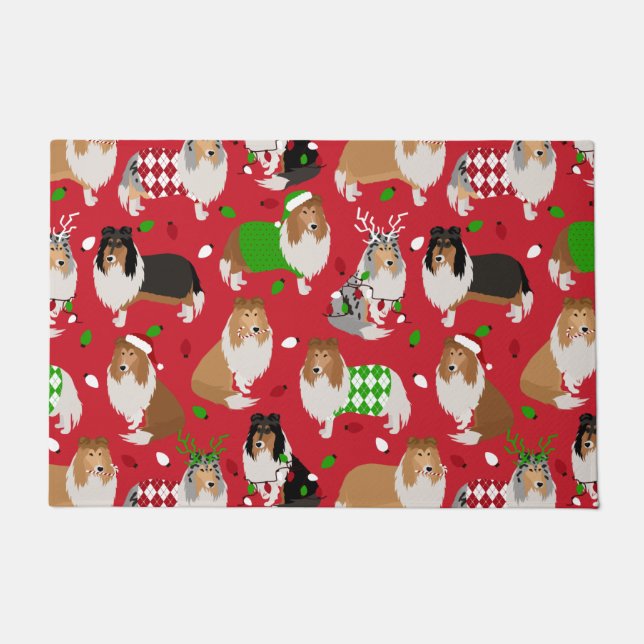 Paillasson Christmas Rough Collie (Devant)